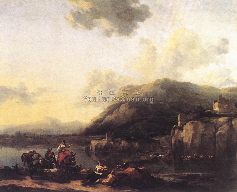landscape With Jacob Rachel And Leah - 尼古拉·波桑